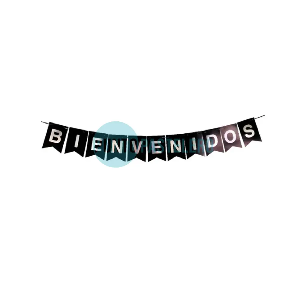 [7799051005760] BANDERIN CON STAMPING "BIENVENIDOS" (NEGRO)