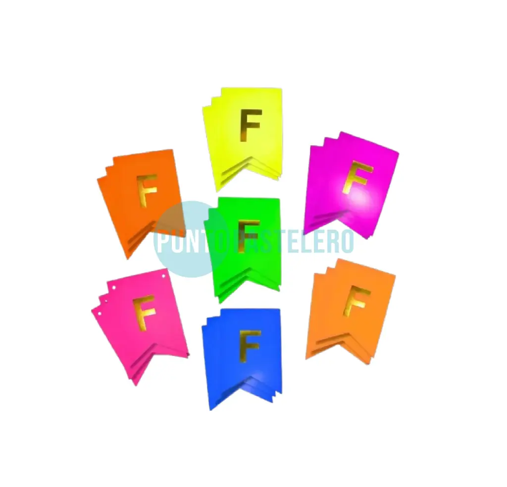 BANDERIN FELIZ CUMPLEAÑOS FLUO PLENO (COLORES SURTIDOS)
