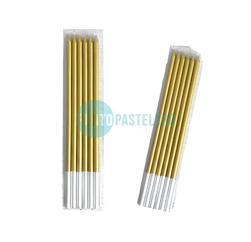 PACK VELAS METALIZADAS DORADAS (X 8 U.)