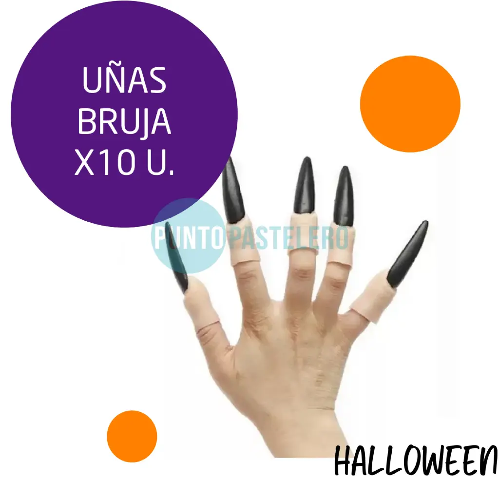 UÑAS DE BRUJA PLASTICAS NEGRAS (X 10 U.)