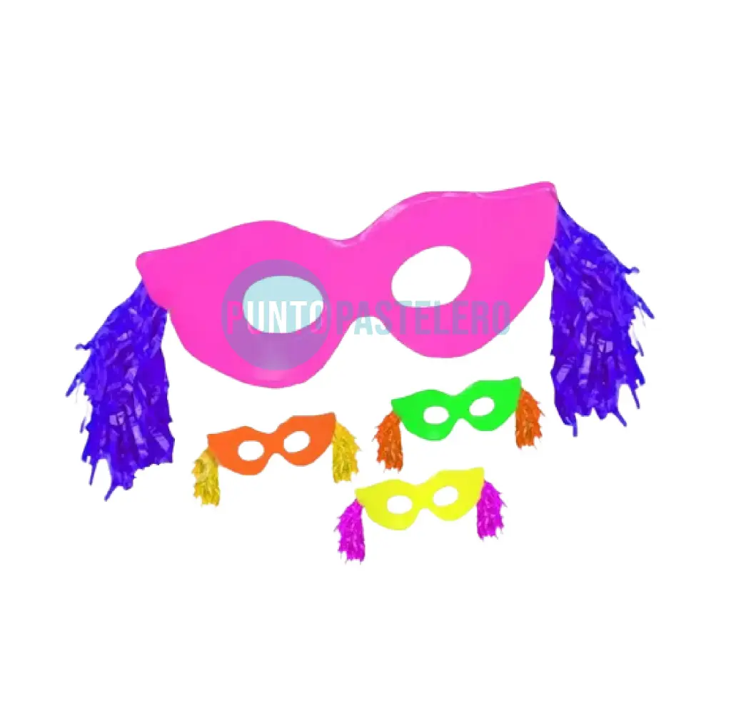 ANTIFAZ FLUO CON FLECOS SURTIDOS (X 10 U.)