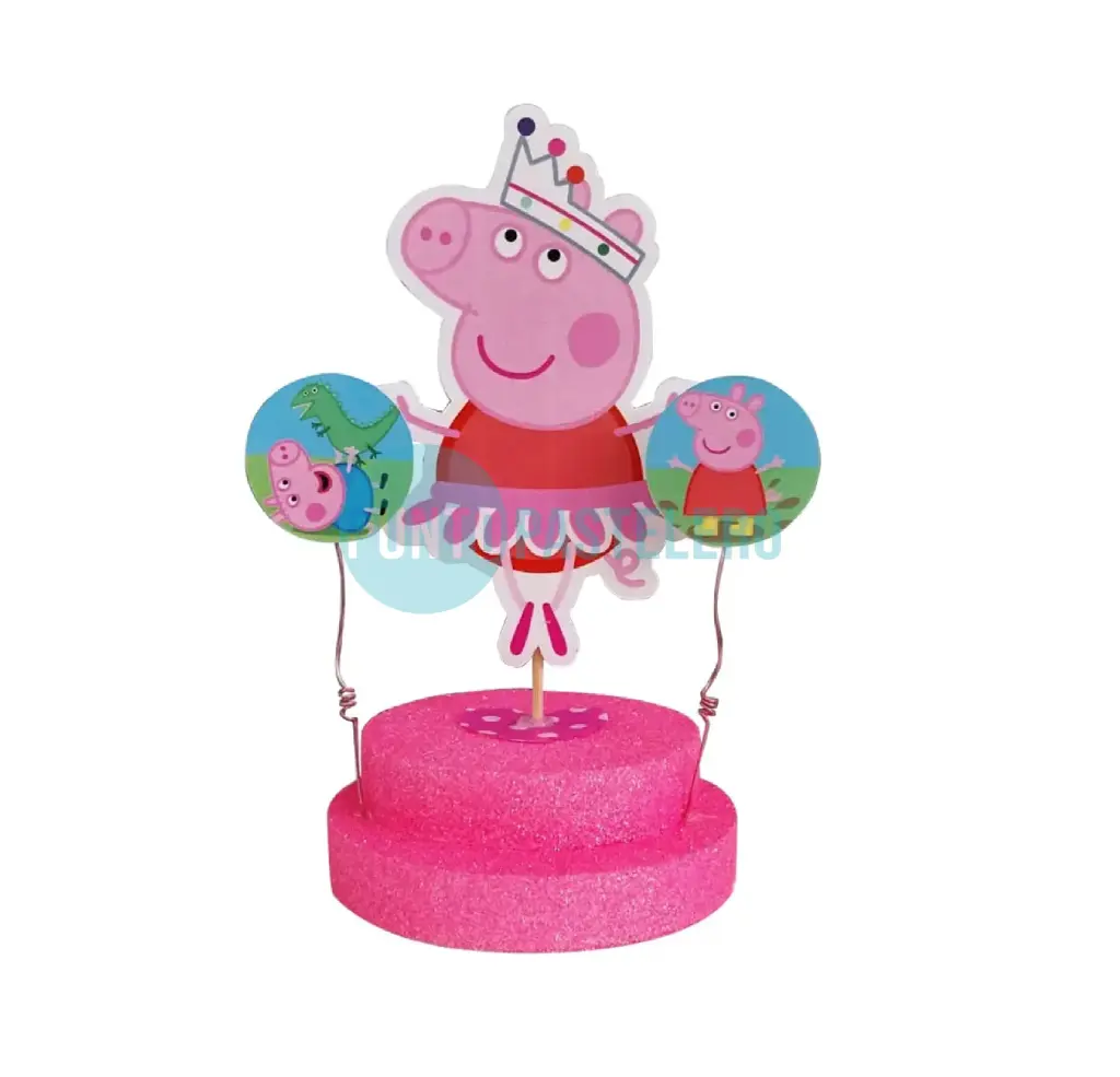 ADORNO CON BRILLO FELIZ CUMPLEAÑOS PEPPA PIG (MODELOS VARIOS)