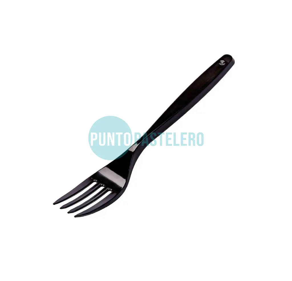 TENEDOR REFORZADO NEGRO (X 10 U.) (19 CM)