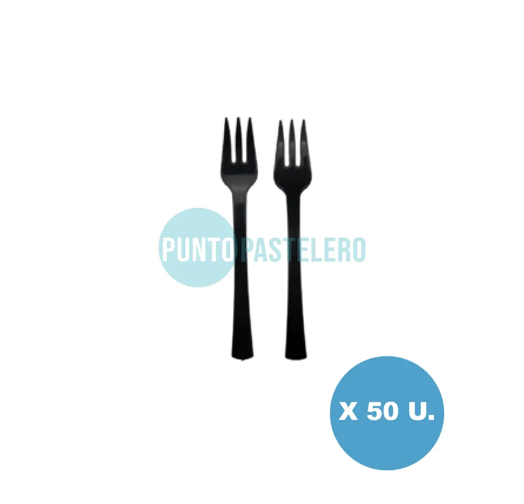 TENEDOR MINI DESGUSTACION NEGRO (X 50 U.)
