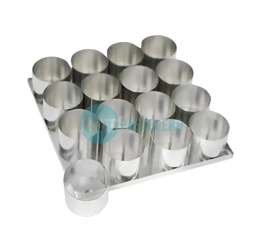 SET MOLDE DE MINI TORTAS REDONDO 6 CM. (16)