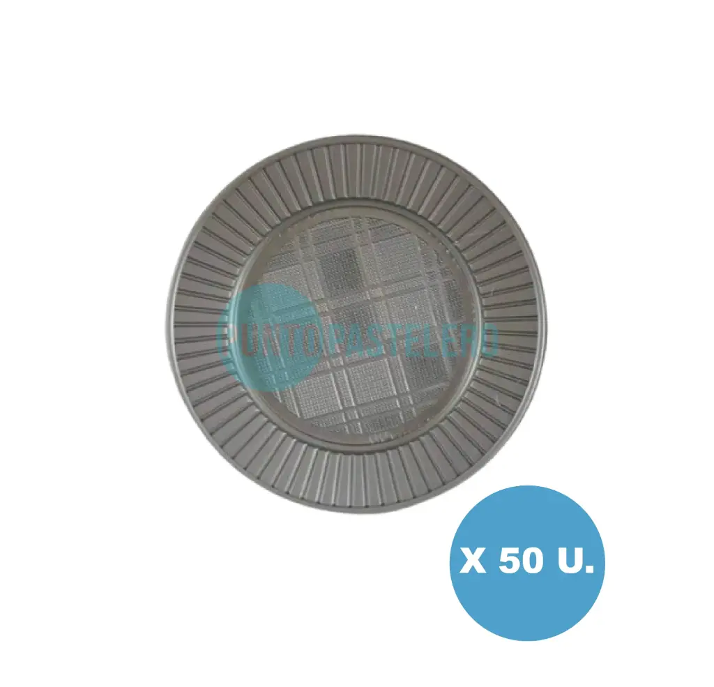 PLATO DESCARTABLE BANPLAST PLATEADO 17 CM (X 50 U.)
