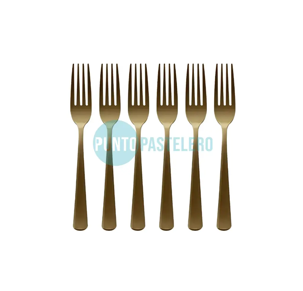 TENEDOR REFORZADO DORADO (19 CM) (X 10 U.)