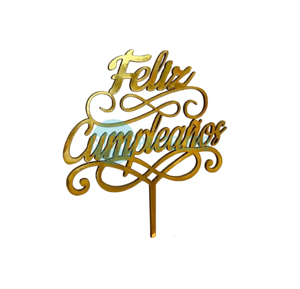 PINCHE FIBROFACIL FRASE FELIZ CUMPLEAÑOS DORADA