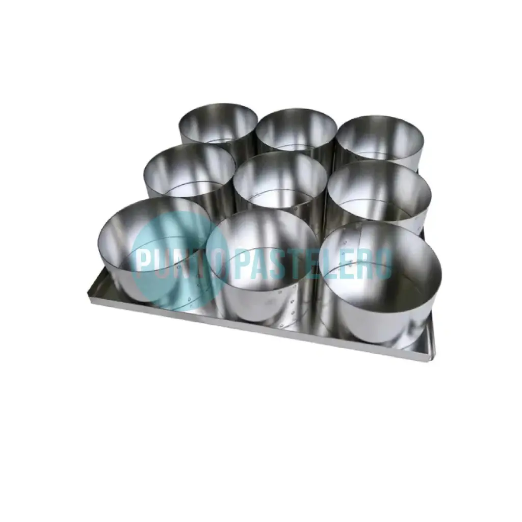 SET MOLDE DE 9 MINI TORTAS REDONDO 8 CM.