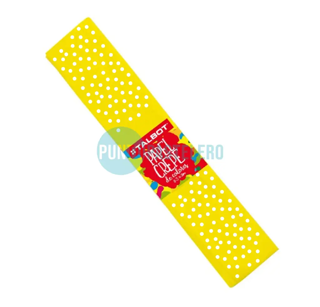 PAPEL CREPE AMARILLO CON LUNARES (PACK X 10 U.)