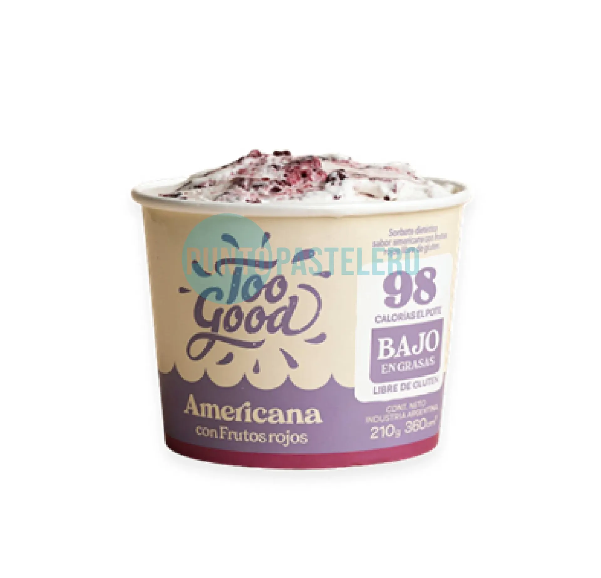 HELADO AMERICANA CON FRUTOS ROJOS TOO GOOD (X 210 GR.) (SIN TACC) (SIN AZUCAR)