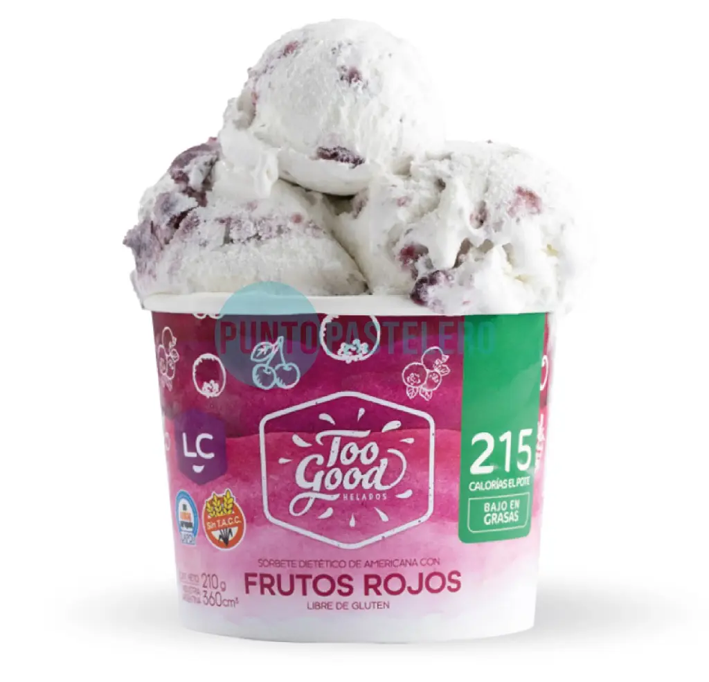 HELADO AMERICANA CON FRUTOS ROJOS TOO GOOD (X 210 GR.) (SIN TACC) (SIN AZUCAR)