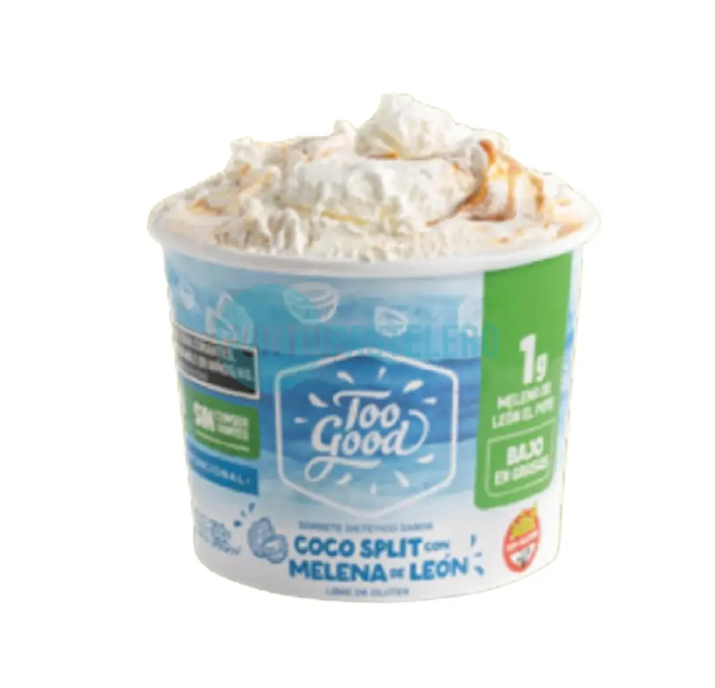 HELADO COCO SPLIT CON MELENA DE LEON TOO GOOD (X 210 GR.) (SIN TACC) (SIN AZUCAR)