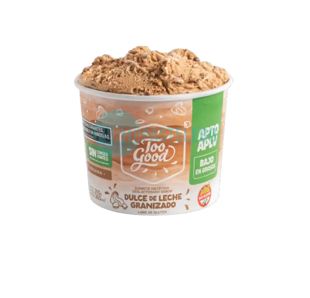 HELADO VEGANO DULCE DE LECHE GRANIZADO TOO GOOD (X 210 GR.) (SIN TACC) (SIN AZUCAR)