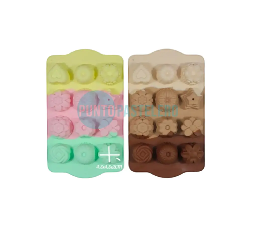 MOLDE SILICONA FORMAS SURTIDAS (FLORES-ESTRELLA-CORAZON) (1S12) [P]