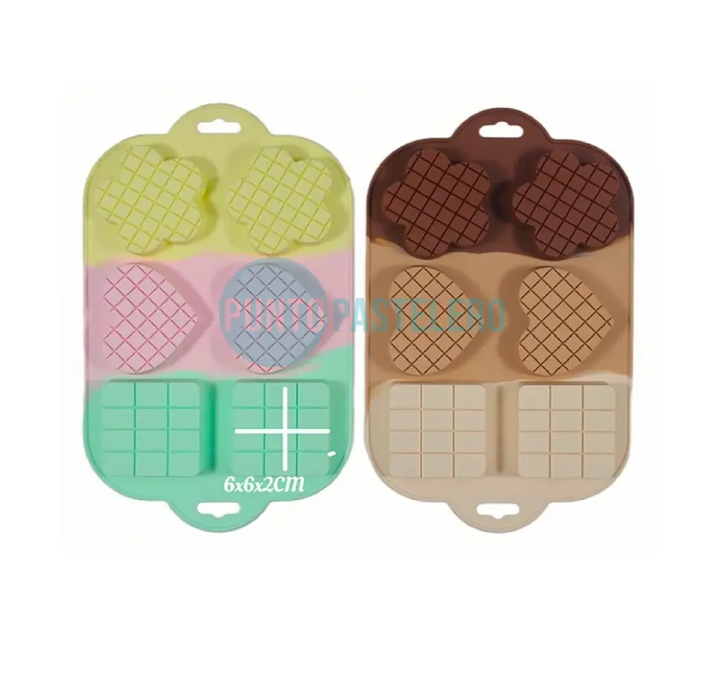 MOLDE SILICONA WAFFLE (CORAZON-FLOR-CUADRADO) (13P12) [P]