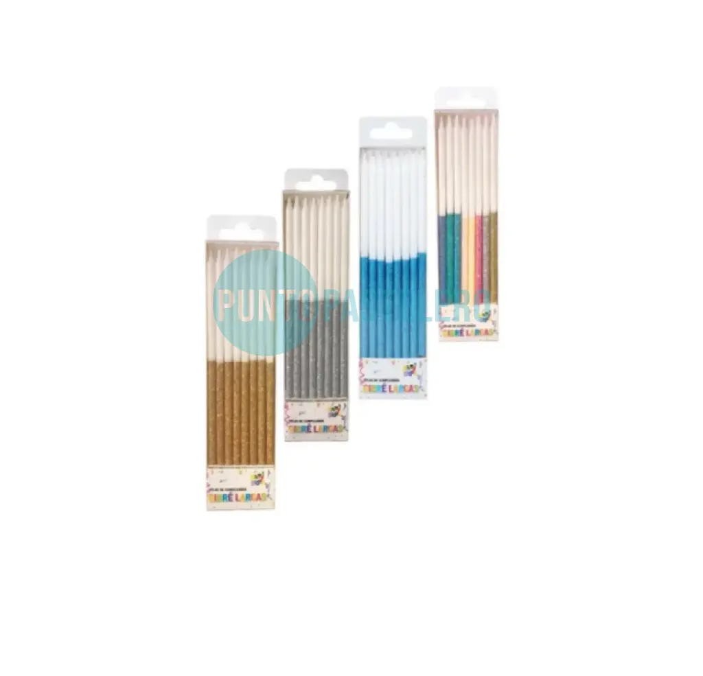 PACK VELAS LARGAS GIBRE BICOLOR MULTICOLOR (X 16 U.) (PARTY STORE)
