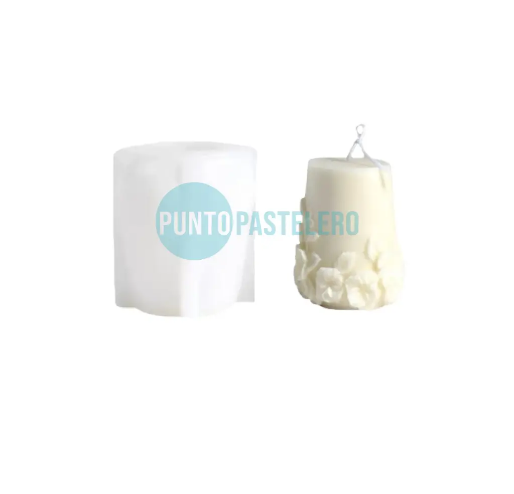 MOLDE SILICONA FLORERO CON FLORES (24J8) (PARA VELA) [B8]