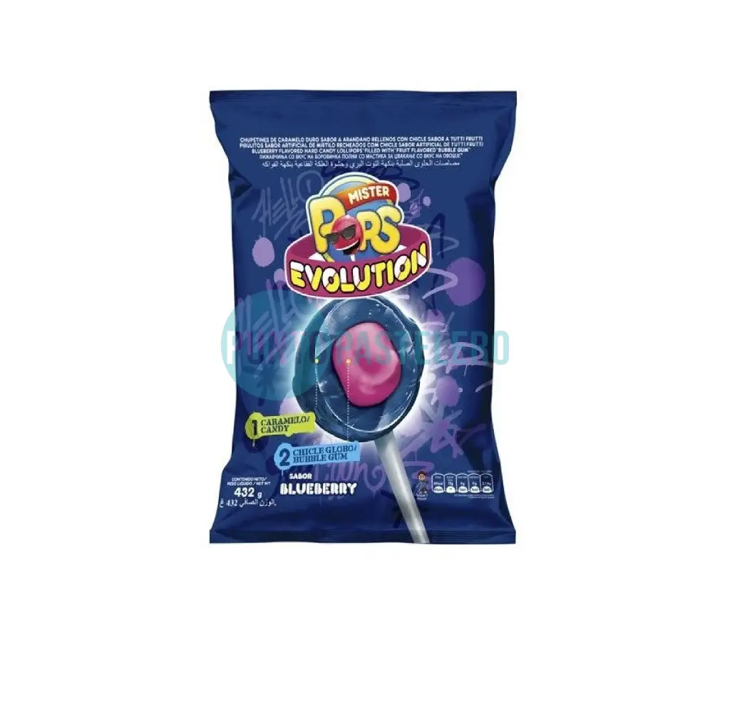 CHUPETIN MR. POP EVOLUTION BLUEBERRY (X 432 GR.)
