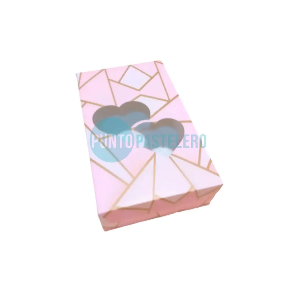 [CAJ401] CAJA CORAZON DOBLE CON VISOR VITROUX LILA-ROSA-VERDE (15X26X5 CM) [26]