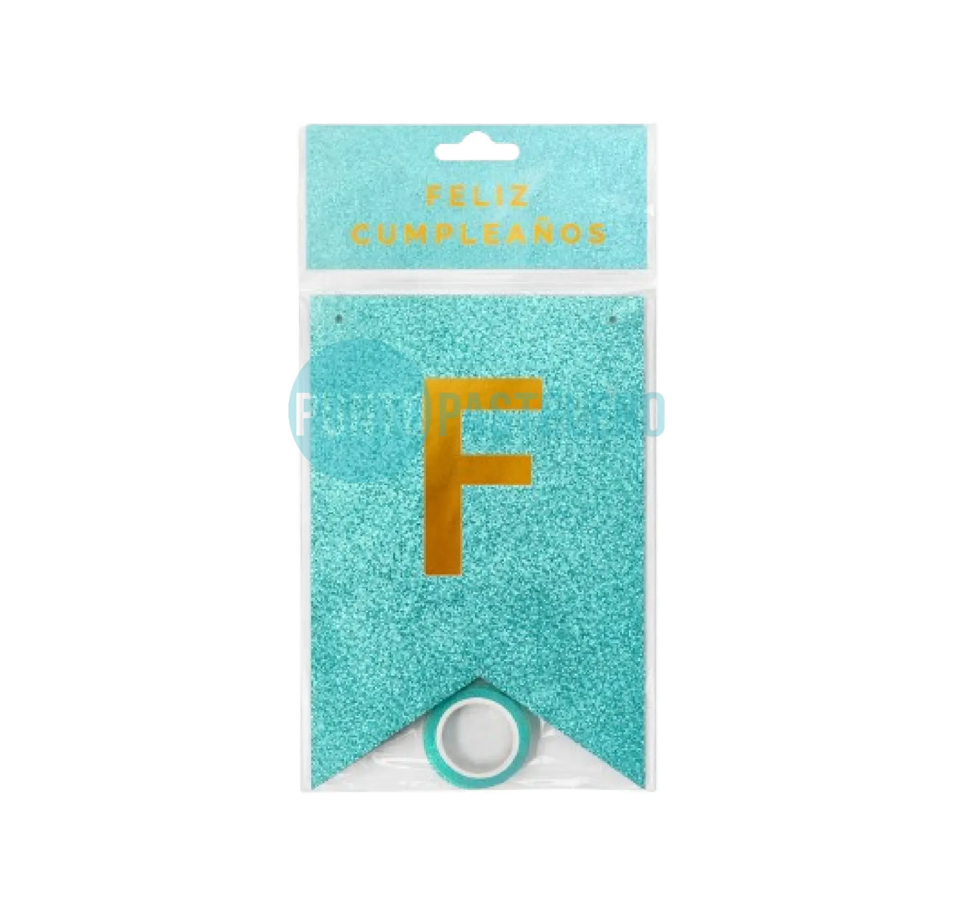 BANDERIN FELIZ CUMPLEAÑOS DILAX GLITTER CELESTE