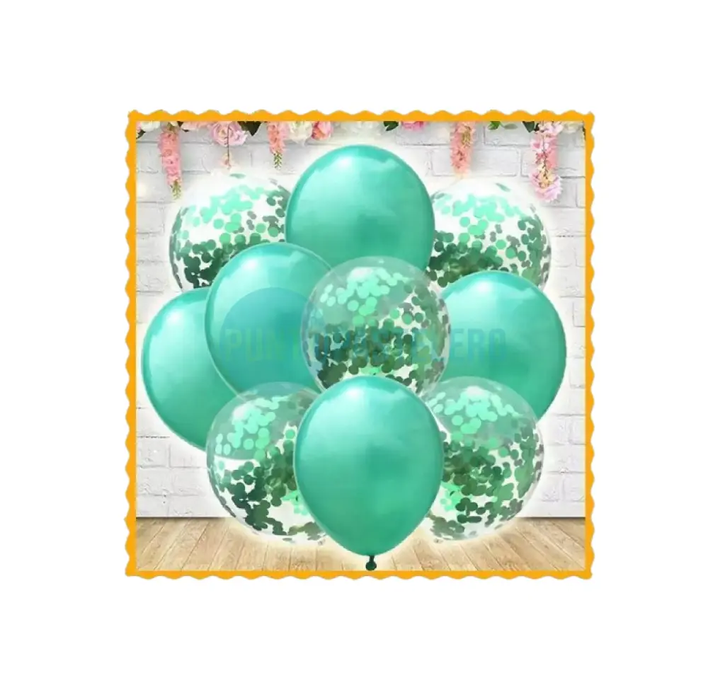 SET DE GLOBOS CONFETTI VERDE (10 PZ)