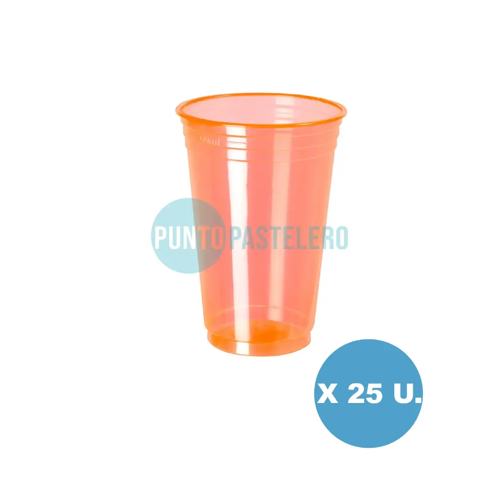 VASO NEON NARANJA 300 ML (BALADA) (X 25 U.)