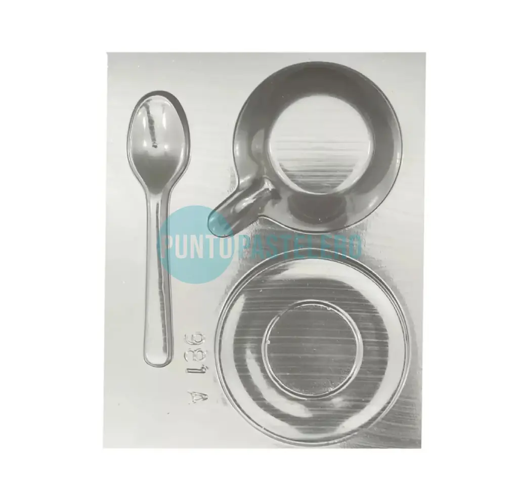 PLACA ACETATO FIGURA TAZA CUCHARA Y PLATO GRANDE [B3]