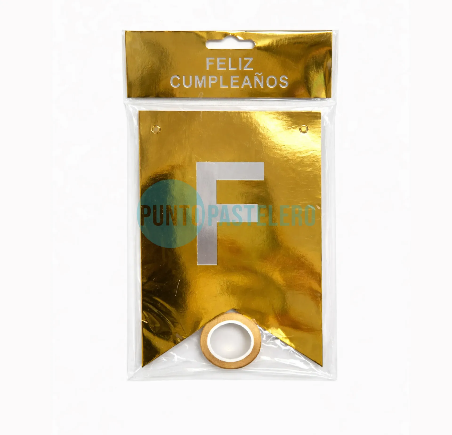 BANDERIN FELIZ CUMPLEAÑOS METALIZADO DORADO