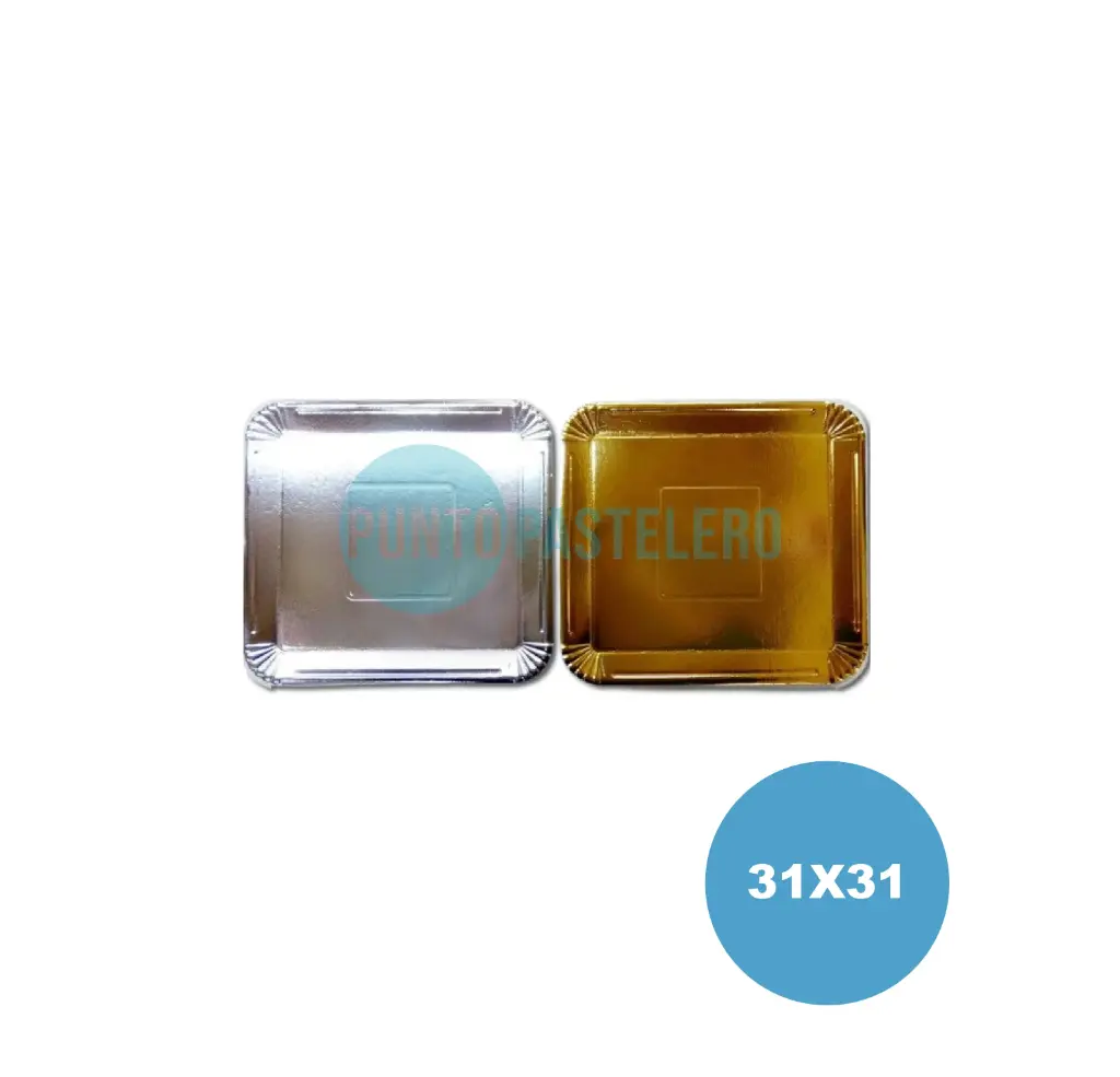 BASE CUADRADA DORADA PARA TORTA (31X31 CM)
