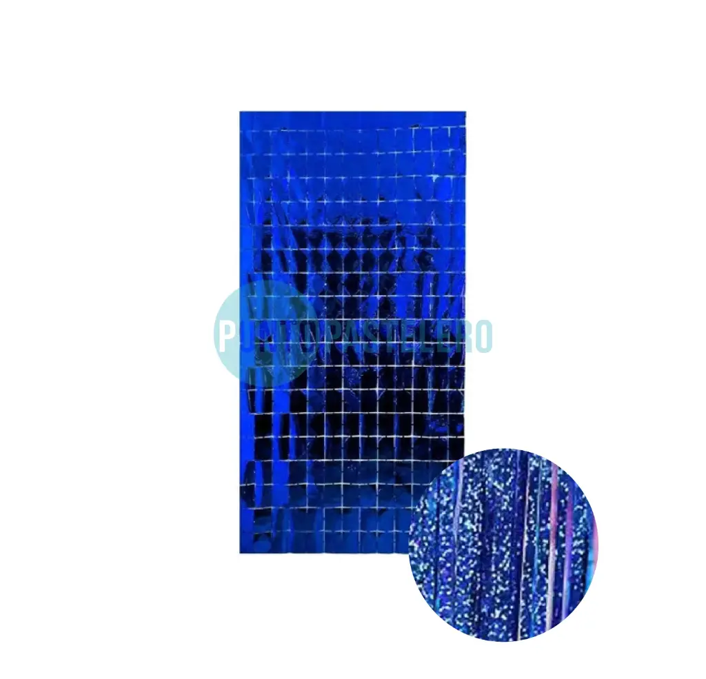 CORTINA METALIZADA BRICK WALL CHICO AZUL LASER (1 X 2 MT.)