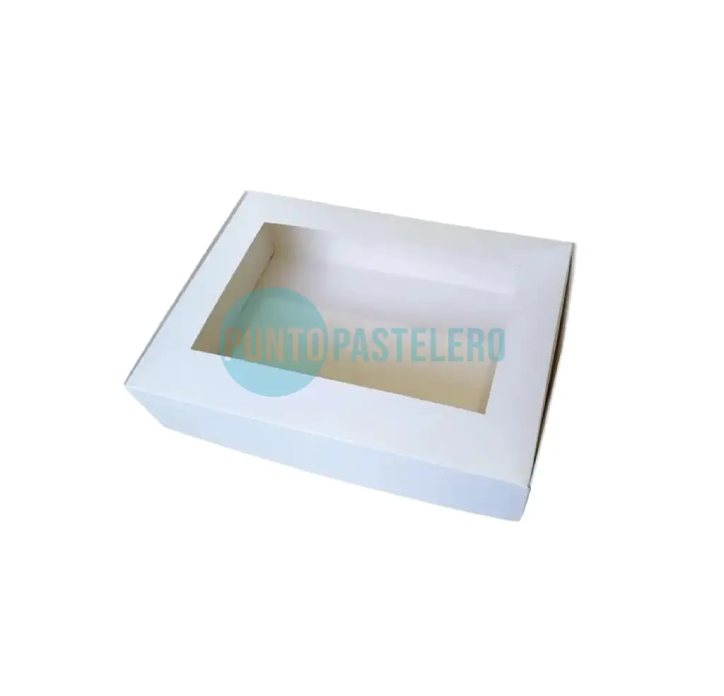 [CAJ101] CAJA PARA DESAYUNO CARTULINA BLANCA CON VISOR (30X22X10 CM) [33]