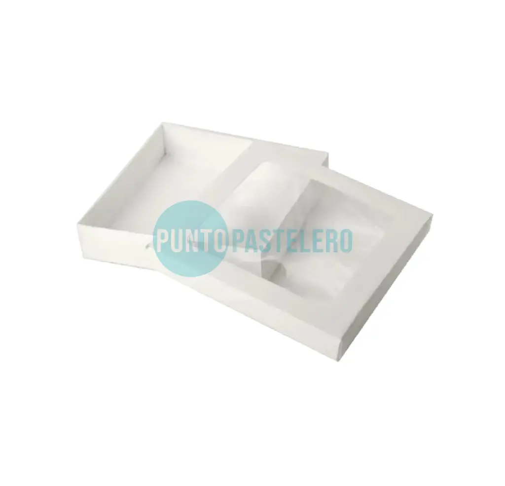 [CAJ19CD] CAJA PARA MASAS BASE CARTULINA Y TAPA VISOR CON DIVISORIO (24X24X5.3 CM) [71]