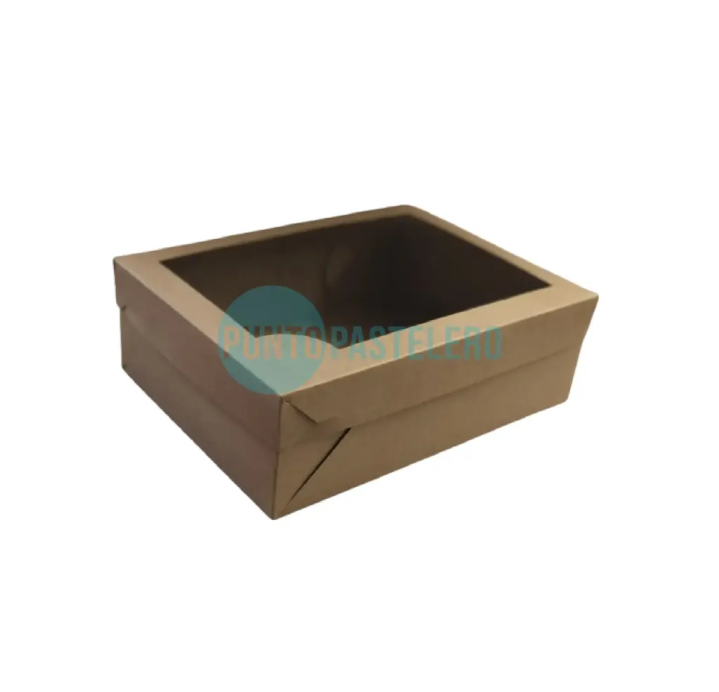 [CAJ900] CAJA PARA DESAYUNO KRAFT CON VISOR CON TAPA (30X22X10 CM) [70]