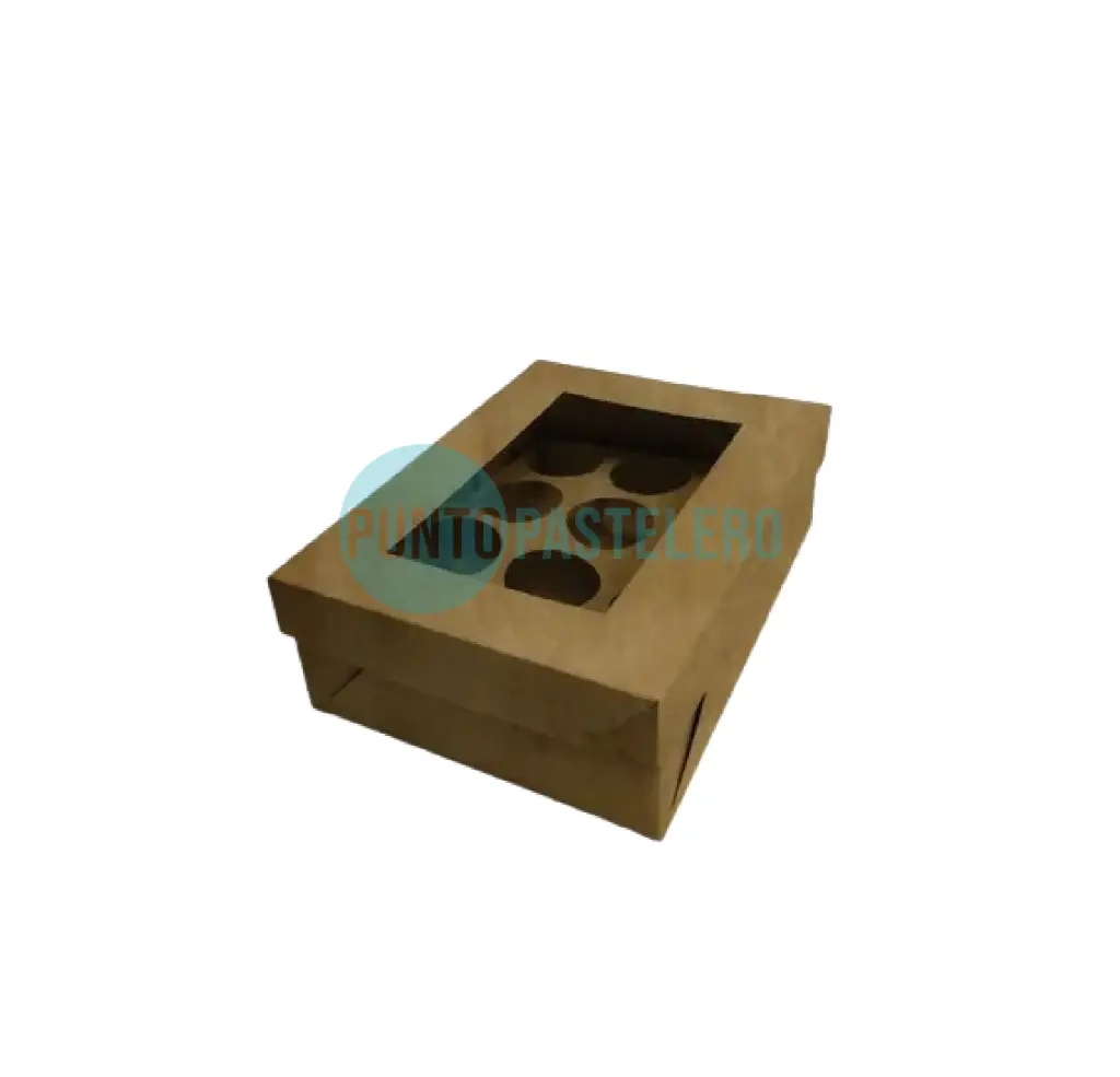 CAJA PARA 12 CUPCAKES CON SEPARADOR Y TAPA VISOR KRAFT / BLANCA (30X10X22 CM) [70]