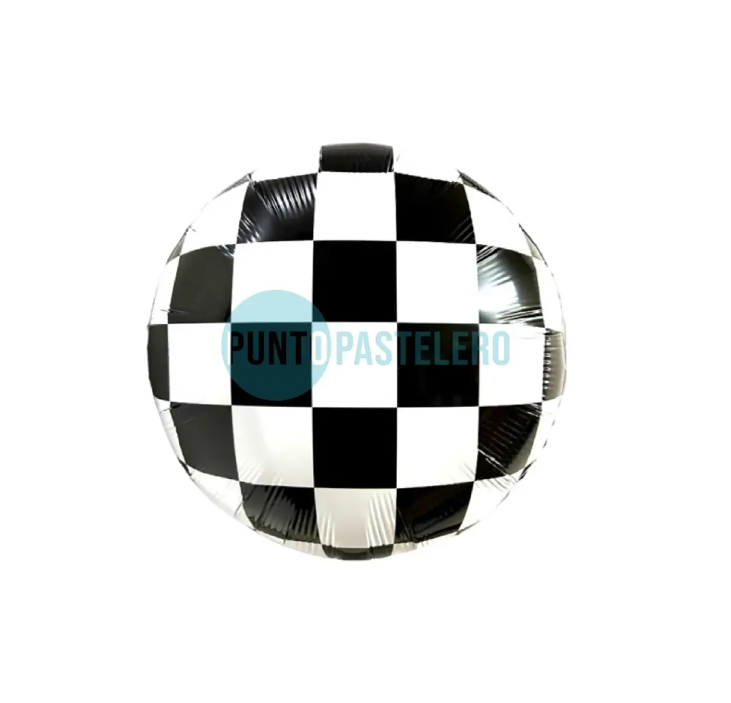 GLOBO METALIZADO BANDERA A CUADROS F1 CARRERA (45 CM) [X39]