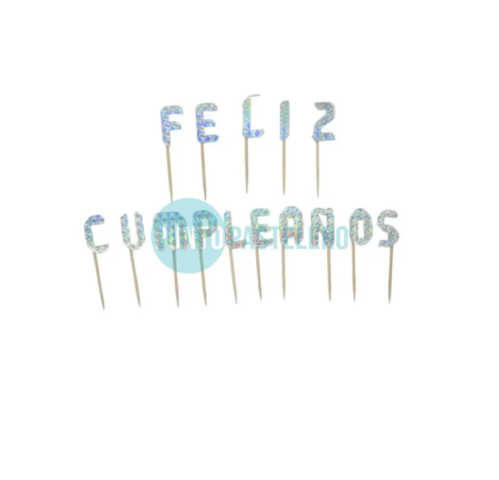 BLISTER VELA FRASE FELIZ CUMPLEAÑOS HOLOGRAFICA