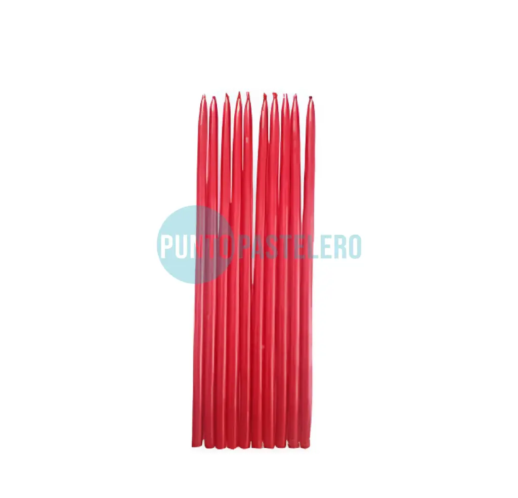 PACK VELA PERLADA 15 CM ROJO (X 10 U.)