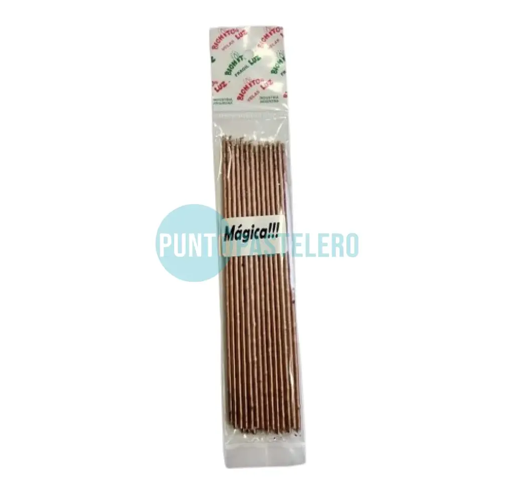 PACK VELA FINITA BICHITO DE LUZ ROSA GOLD 15 CM (X 24 U.)