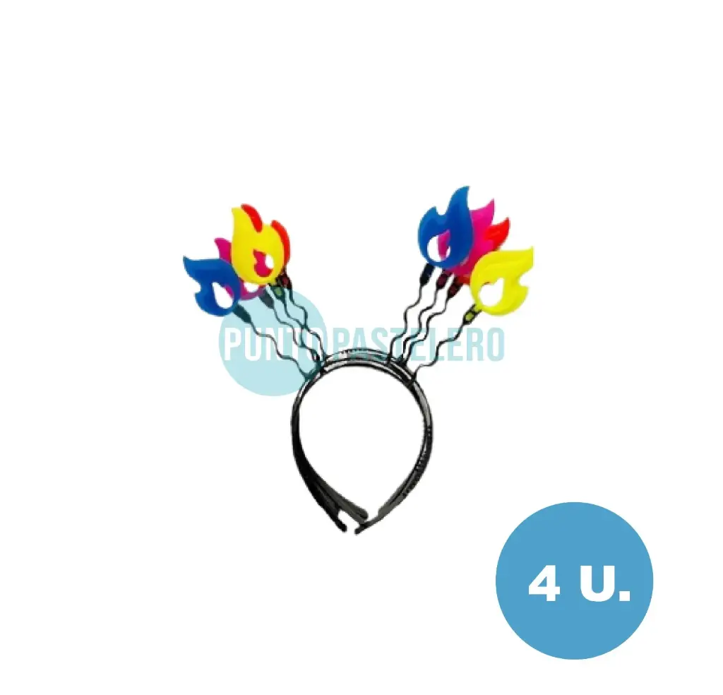 VINCHA PLASTICA FLUO FUEGOS (4 U.)