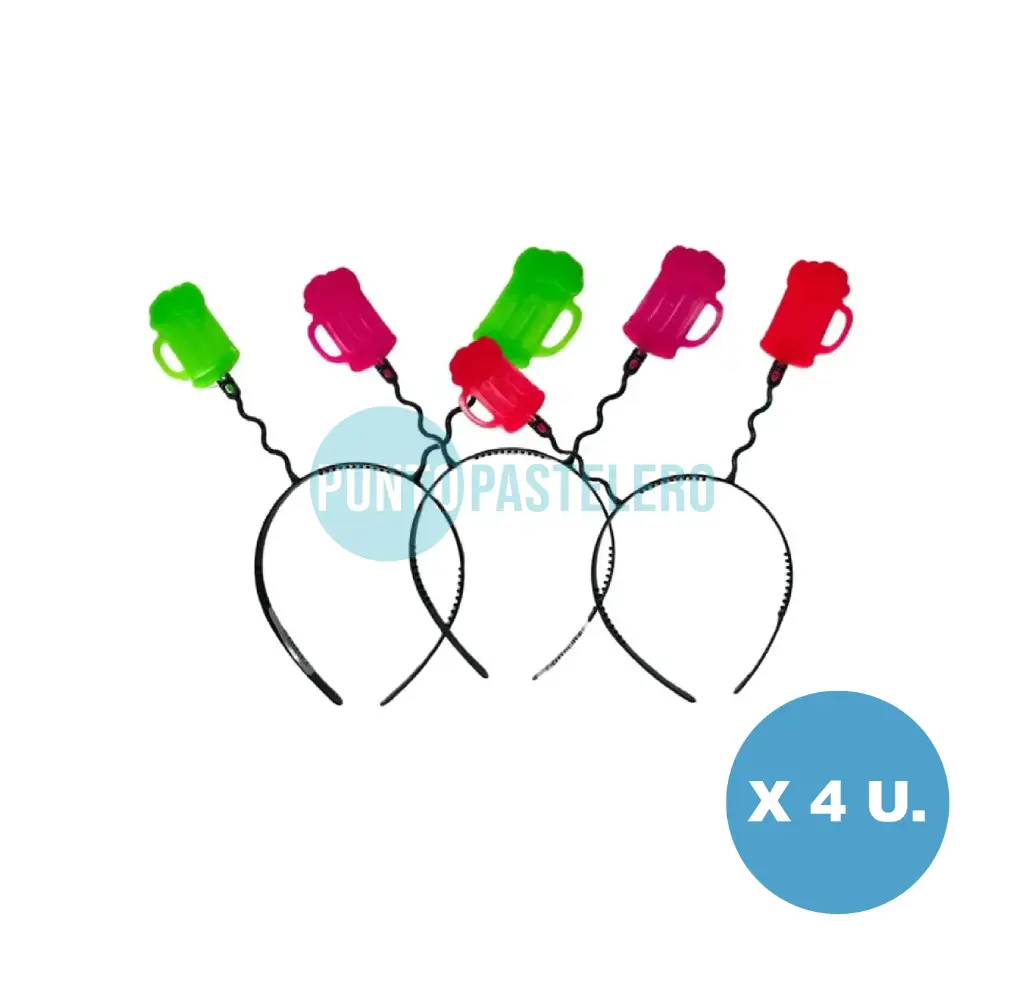 VINCHA PLASTICA FLUO CERVEZAS (4 U.)