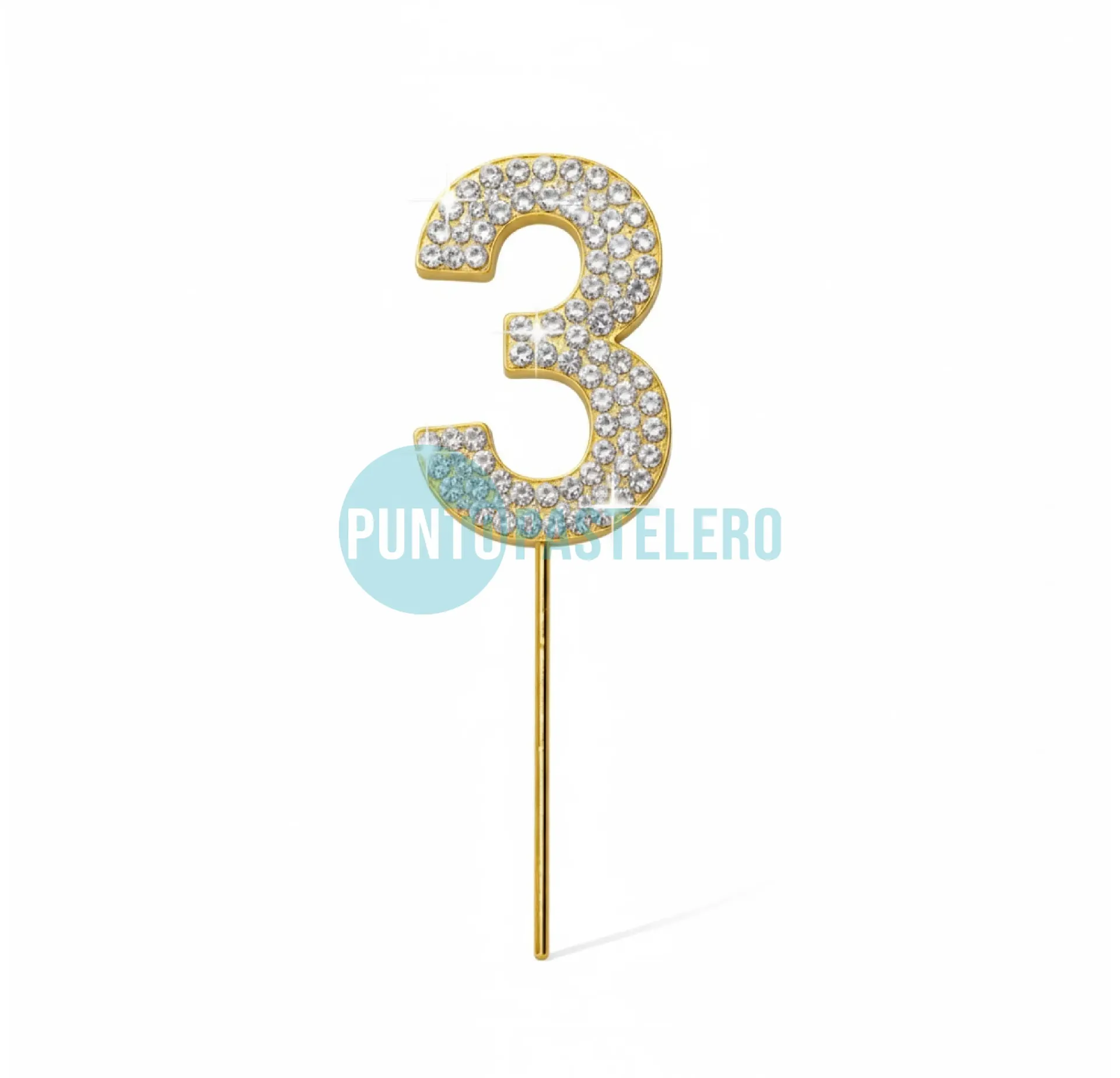 PINCHE NUMERO CON STRASS DORADO (N°3)