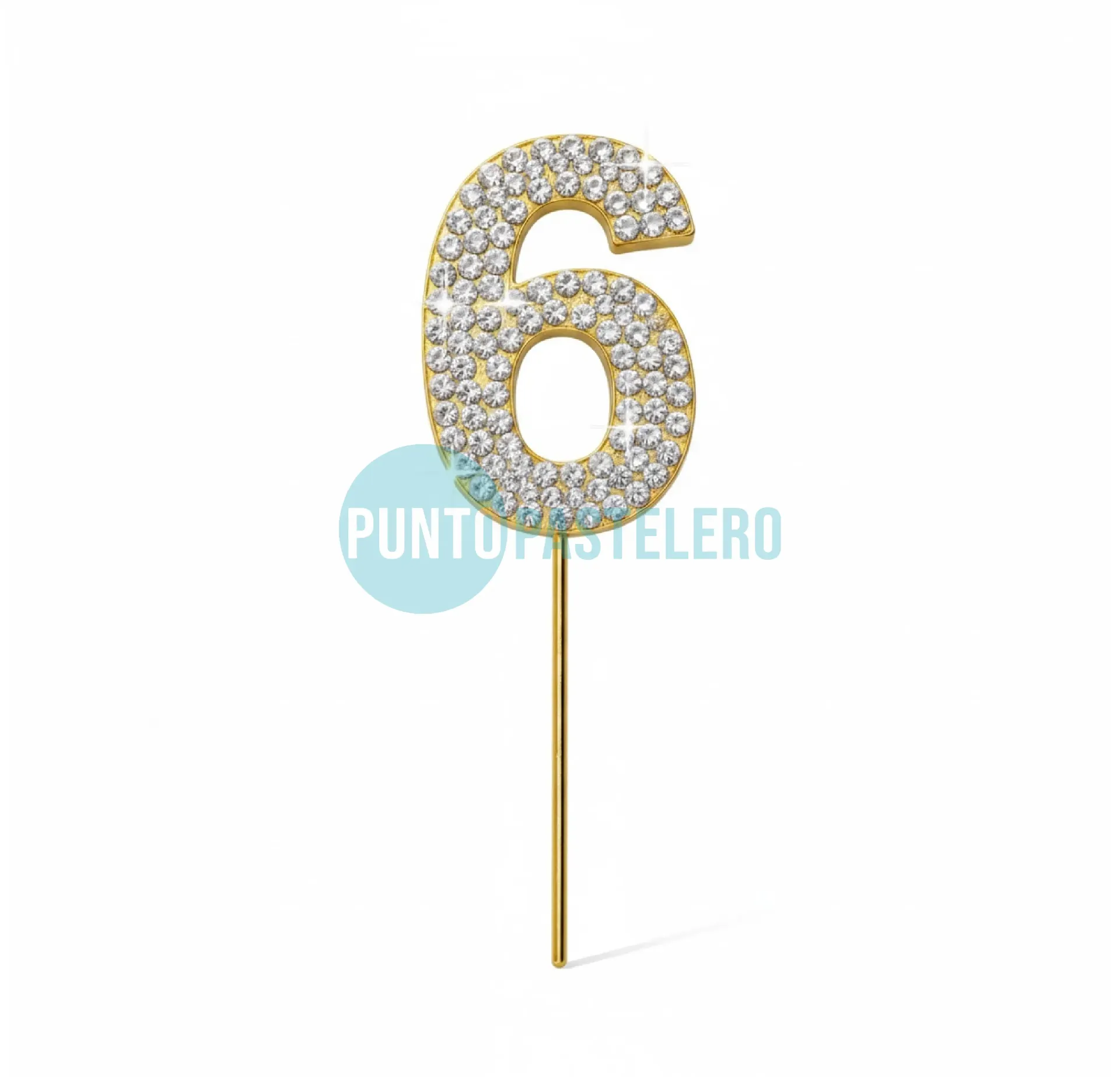 PINCHE NUMERO CON STRASS DORADO (N°6)