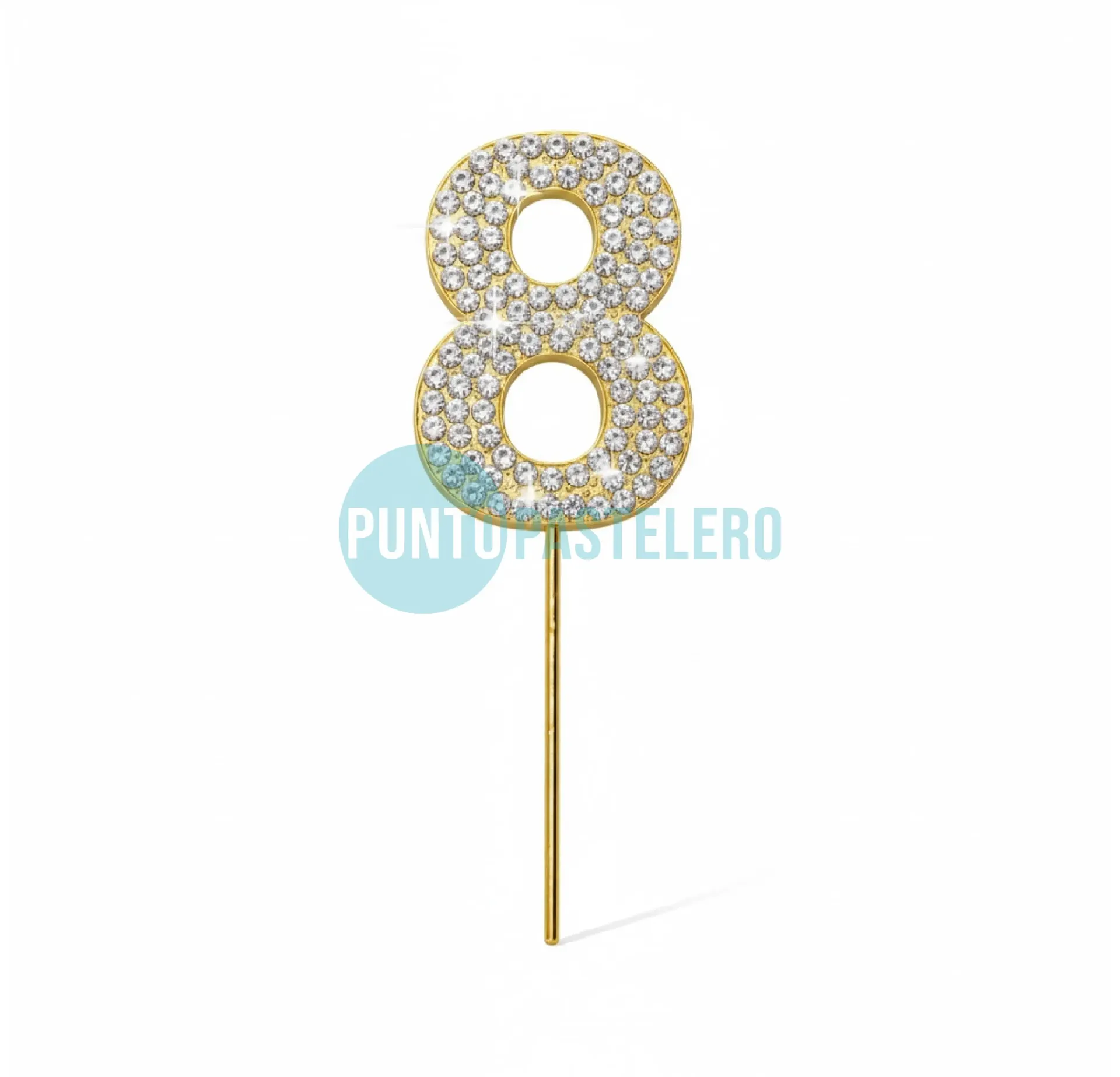 PINCHE NUMERO CON STRASS DORADO (N°8)
