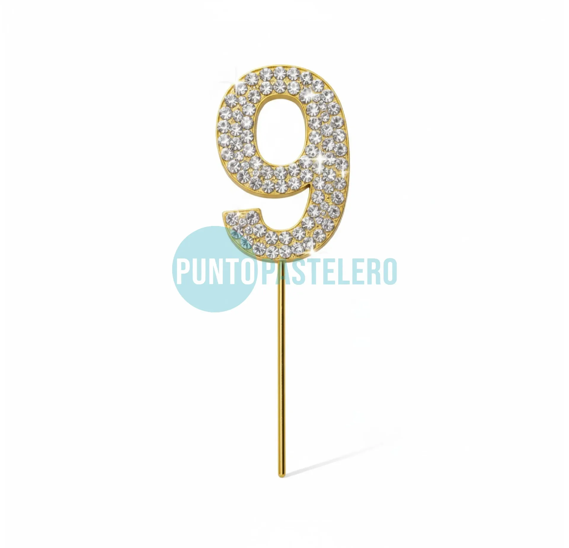 PINCHE NUMERO CON STRASS DORADO (N°9)