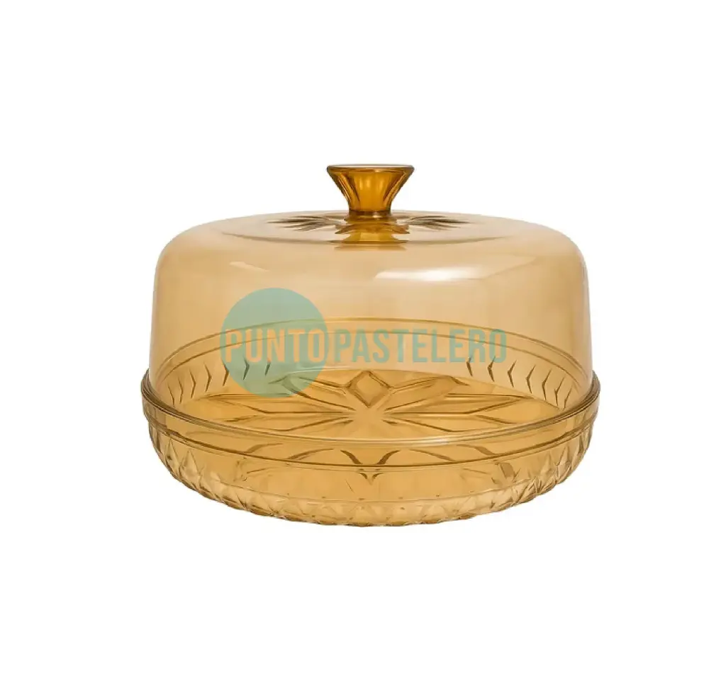 CAMPANA CHICA ACRILICA AMBAR CON BASE CAROL (18 CM)