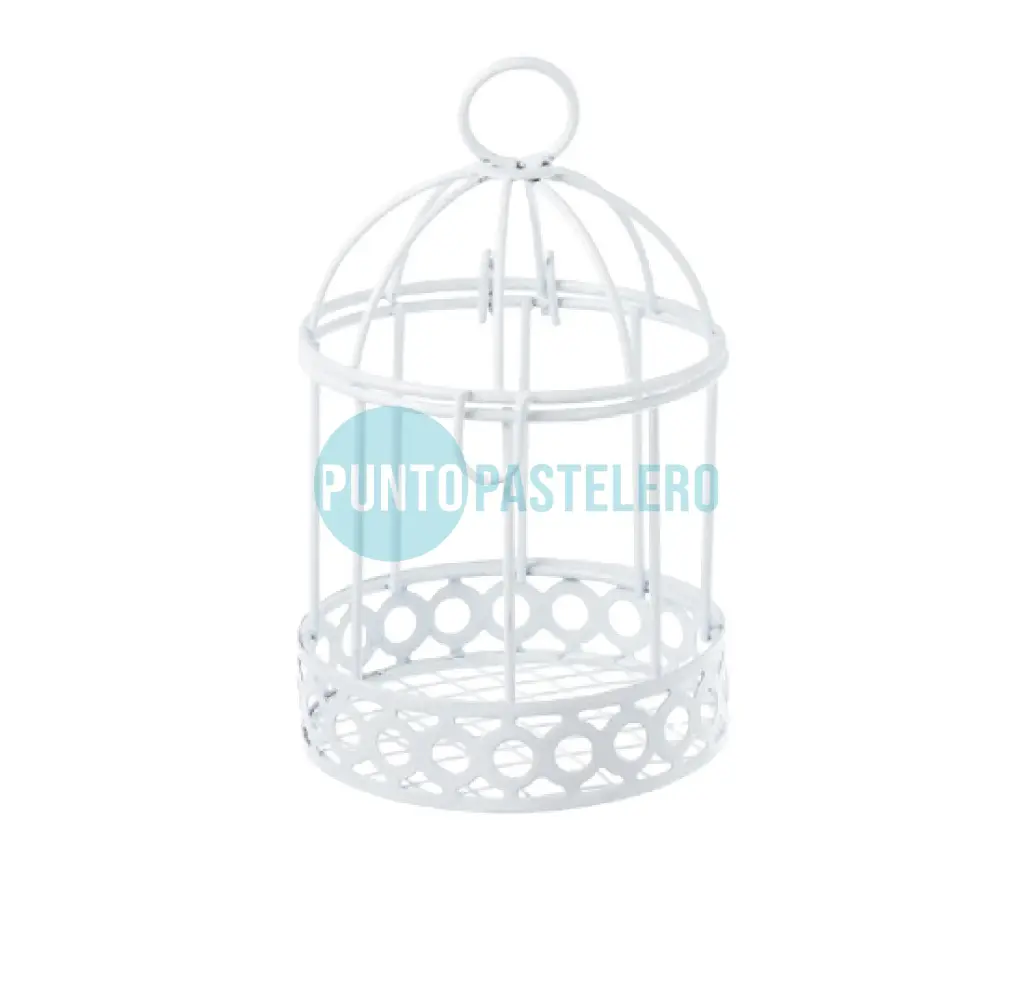 JAULA MINI REDONDA BLANCA METAL (9.5 X 5 CM)