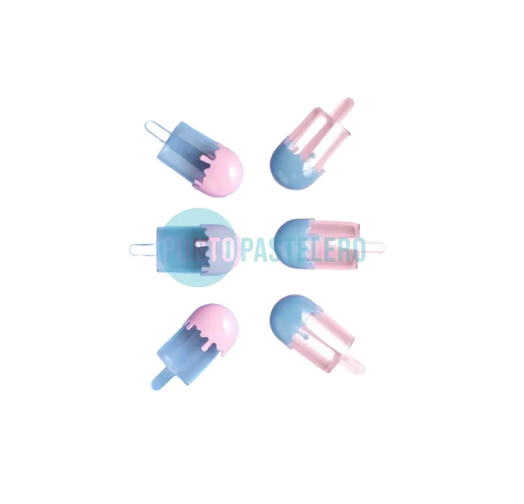 HELADO CARAMELERA TRANSPARENTE ROSA/CELESTE (11 X 5 CM)