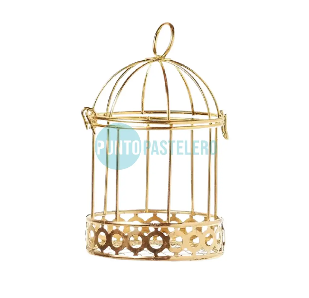 JAULA MINI REDONDA DORADA METAL (9.5 X 5 CM)