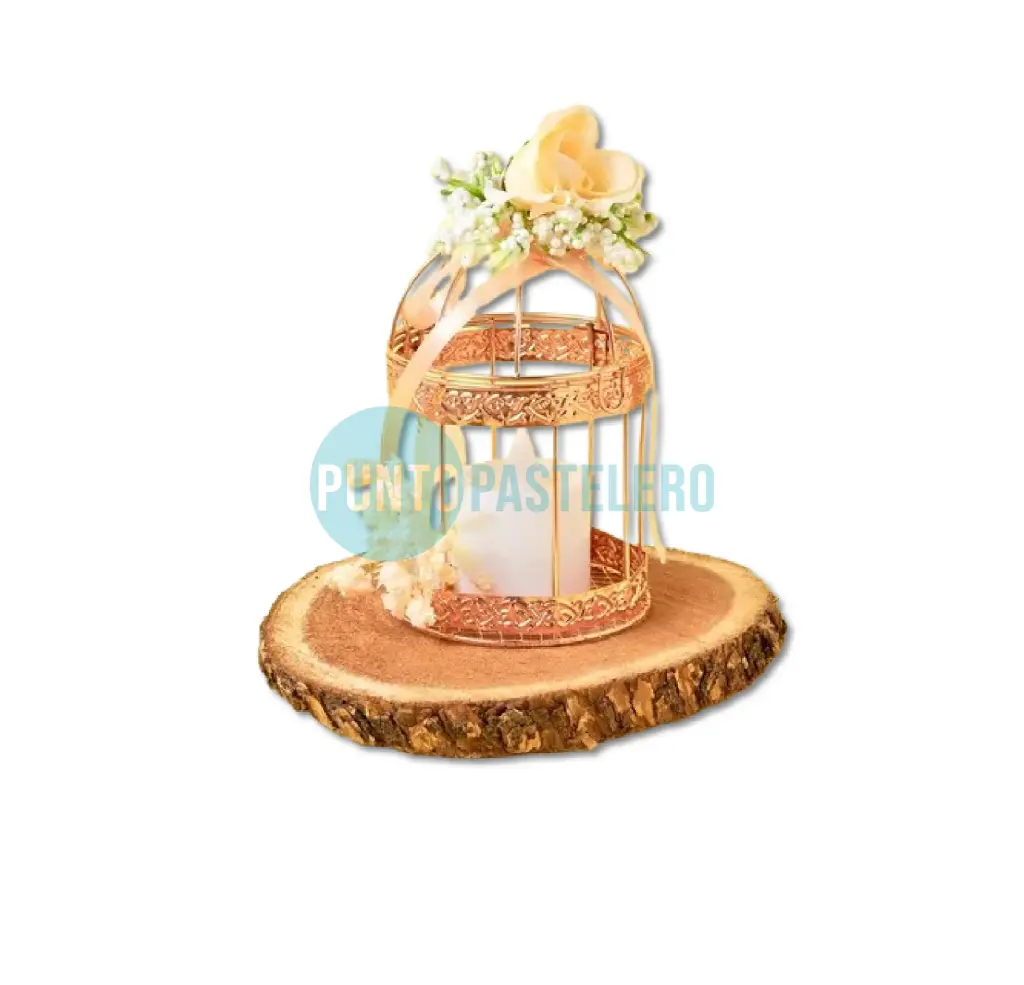 JAULA MEDIANA REDONDA ROSA GOLD METAL (12.5 X 7 CM)